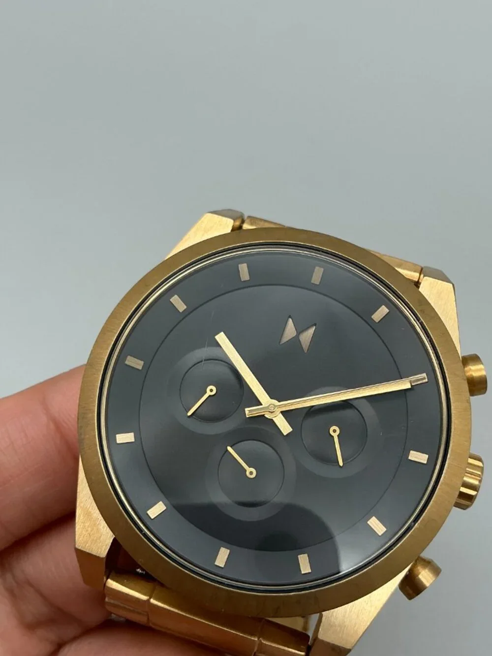 MVMT Element Atomic Gold Mens Watch 44mm Chronograph Gold Tone 7.5